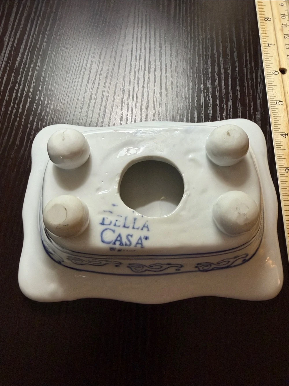 Bella Casa Ganz Blue and White Floral Soap Dish.